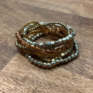 Elastic Band Gold Stack Bangles